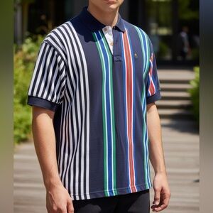Vintage Gant Men's Polo Shirt Striped Polo Crested Nautical Cotton Knit M